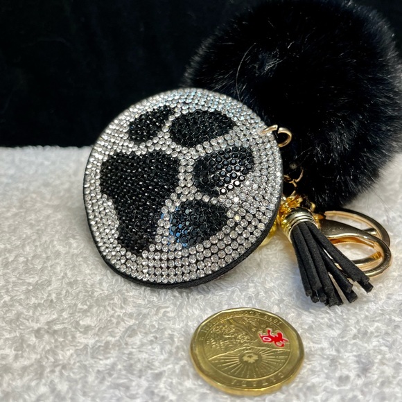 🐾🖤furry purse bling key chain with rhinestone accent-novelty - Picture 8 of 9